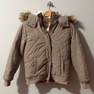 Abercrombie Kids Tan Quilted Puffer Jacket